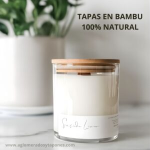 Tapas de bambú para velas aromáticas.